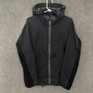 Proof Jacket Mens Small Black Hooded Full Zip Windbreaker Lightweight Nylon